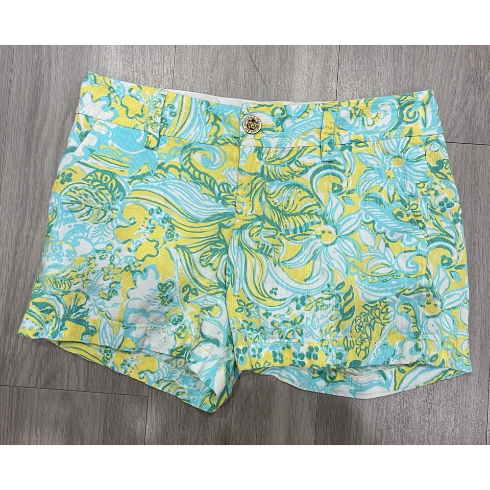 Lilly Pulitzer Colorful Tropical Palm Callahan Shorts Hawaii Aloha Beach Size 00